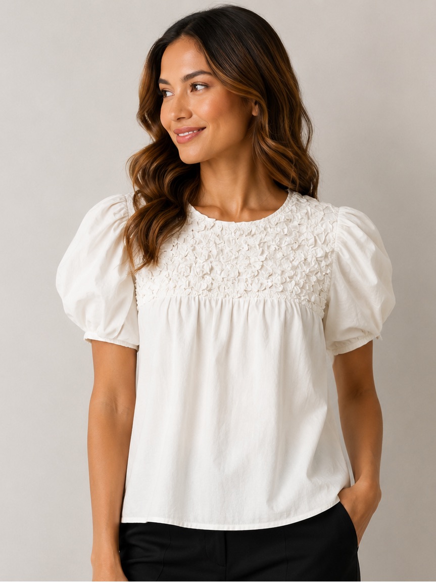 Vivetta White Puff Sleeve Italian Blouse | Size It 44 / Us Medium